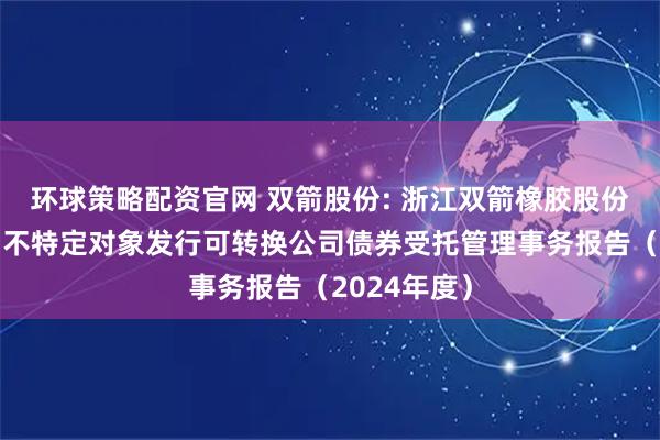 环球策略配资官网 双箭股份: 浙江双箭橡胶股份有限公司向不特定对象发行可转换公司债券受托管理事务报告（2024年度）